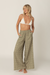 Elastic waist palazzo pants with pockets. Full length pants with our exclusive Mayflower print