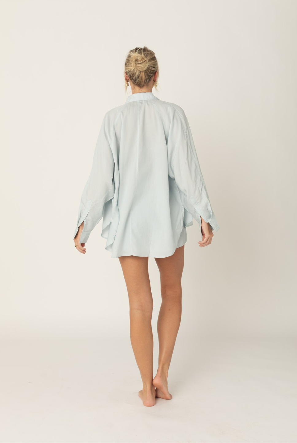 luna oversized button up shirt in sky blue