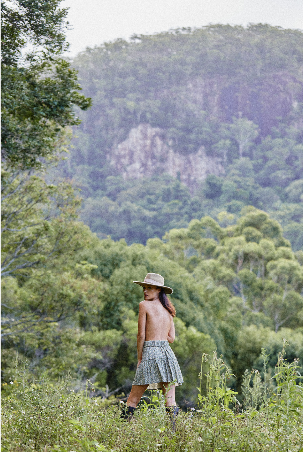 Green flowy mini skirt hot sale