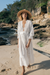 Front of the faith maxi robe with lace detail in white