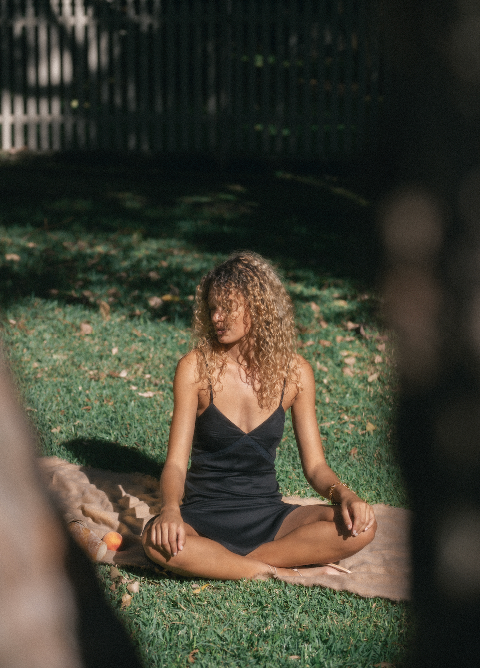 Val Midi Slip Dress - Black