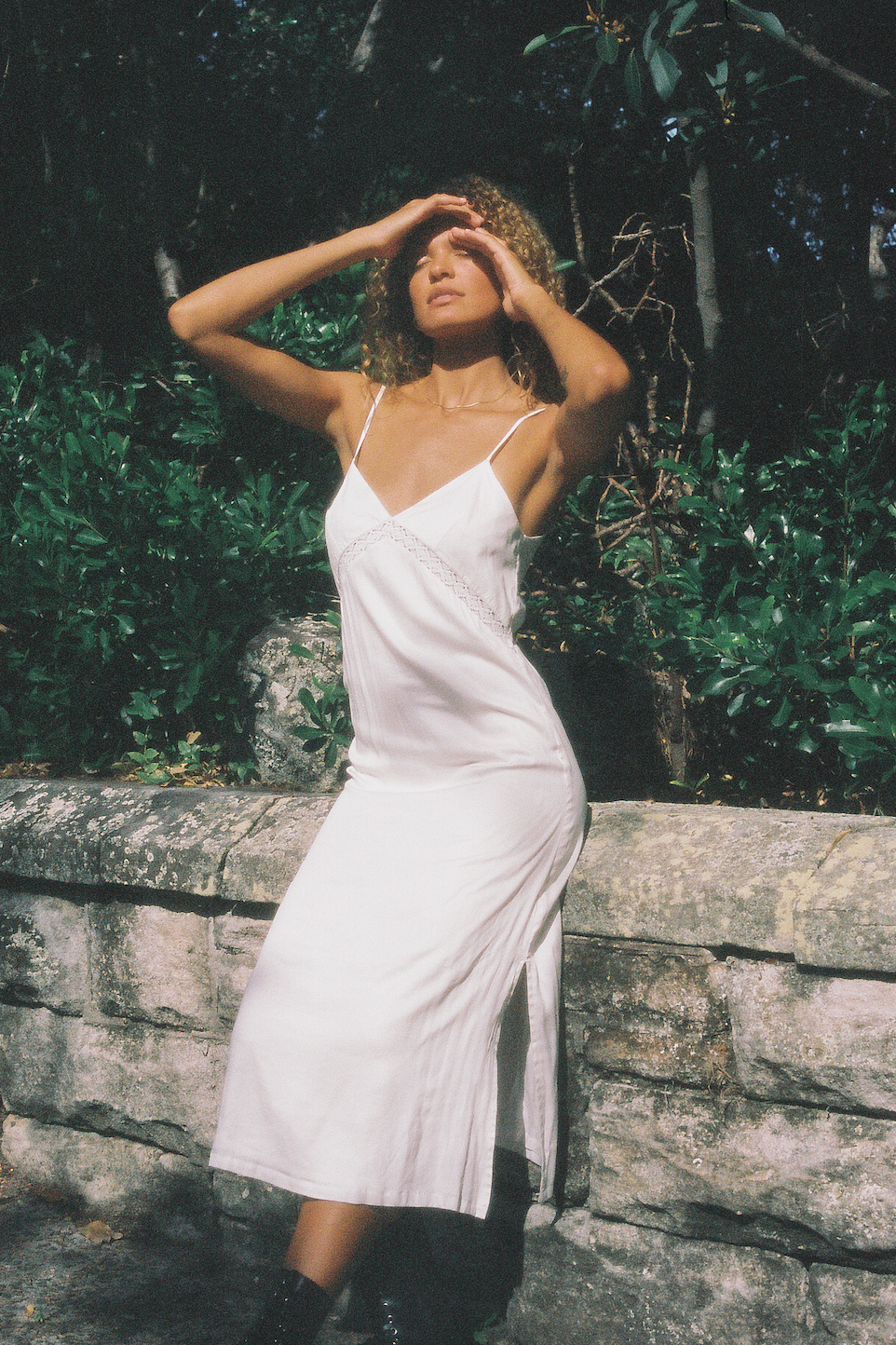 White midi slip hot sale dress