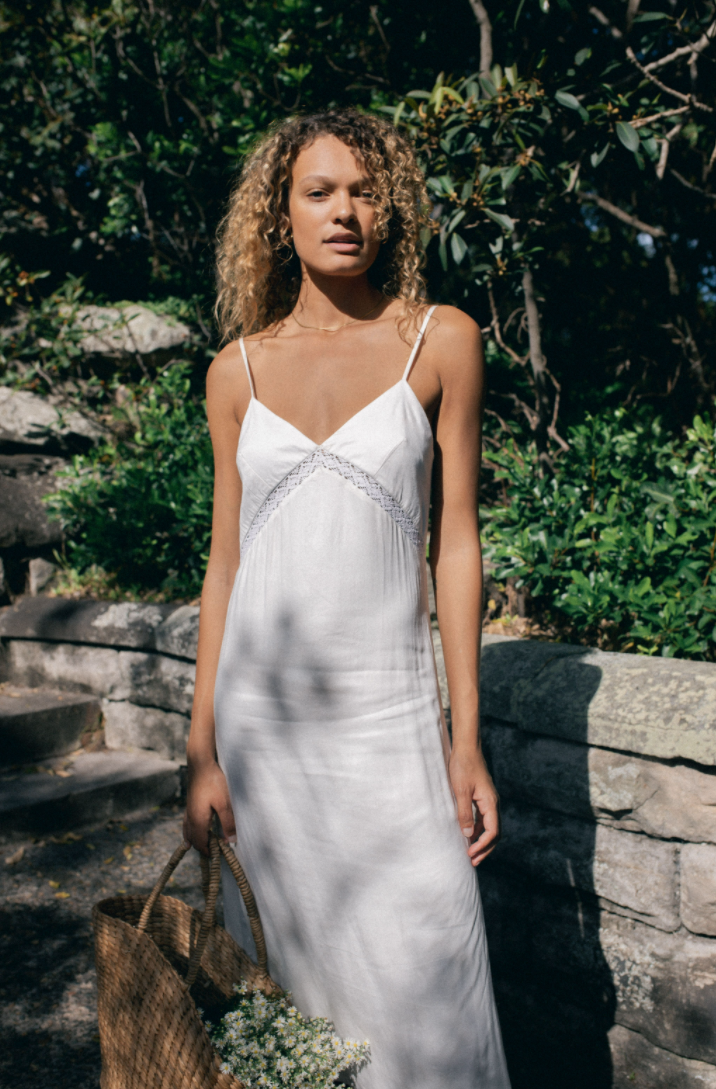Val Midi Slip Dress - White