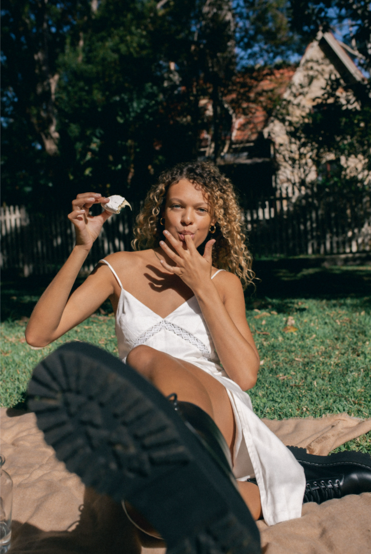 Val Midi Slip Dress - White